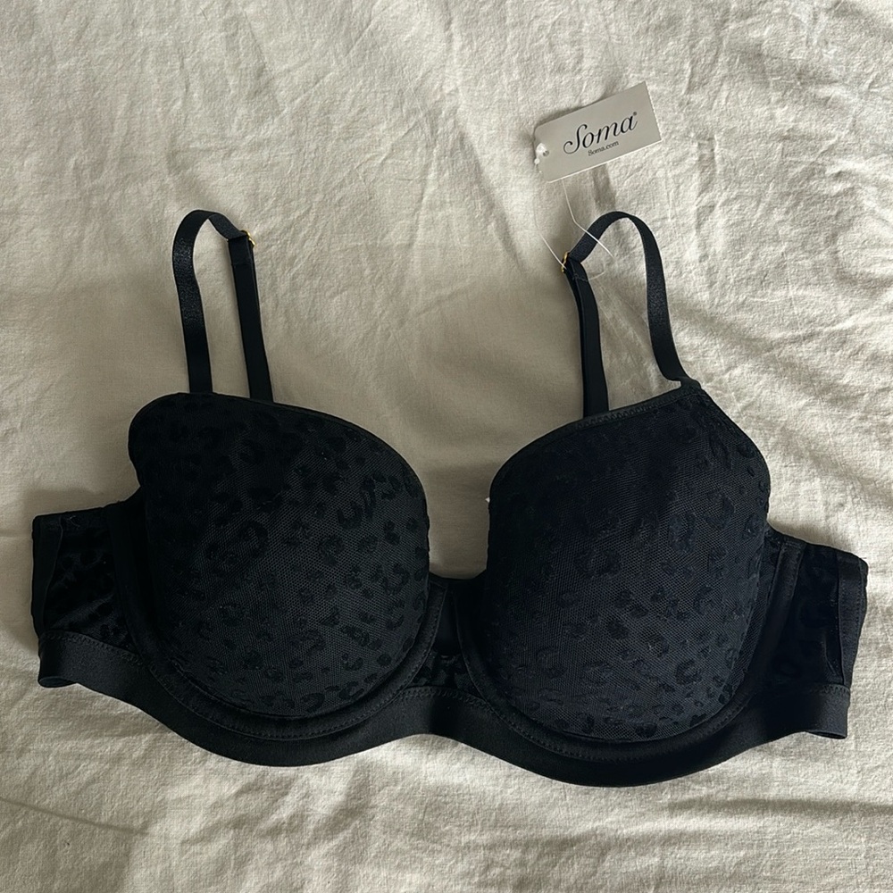 Sheer black cheetah print bra - 36C - Soma Intimates - NWT